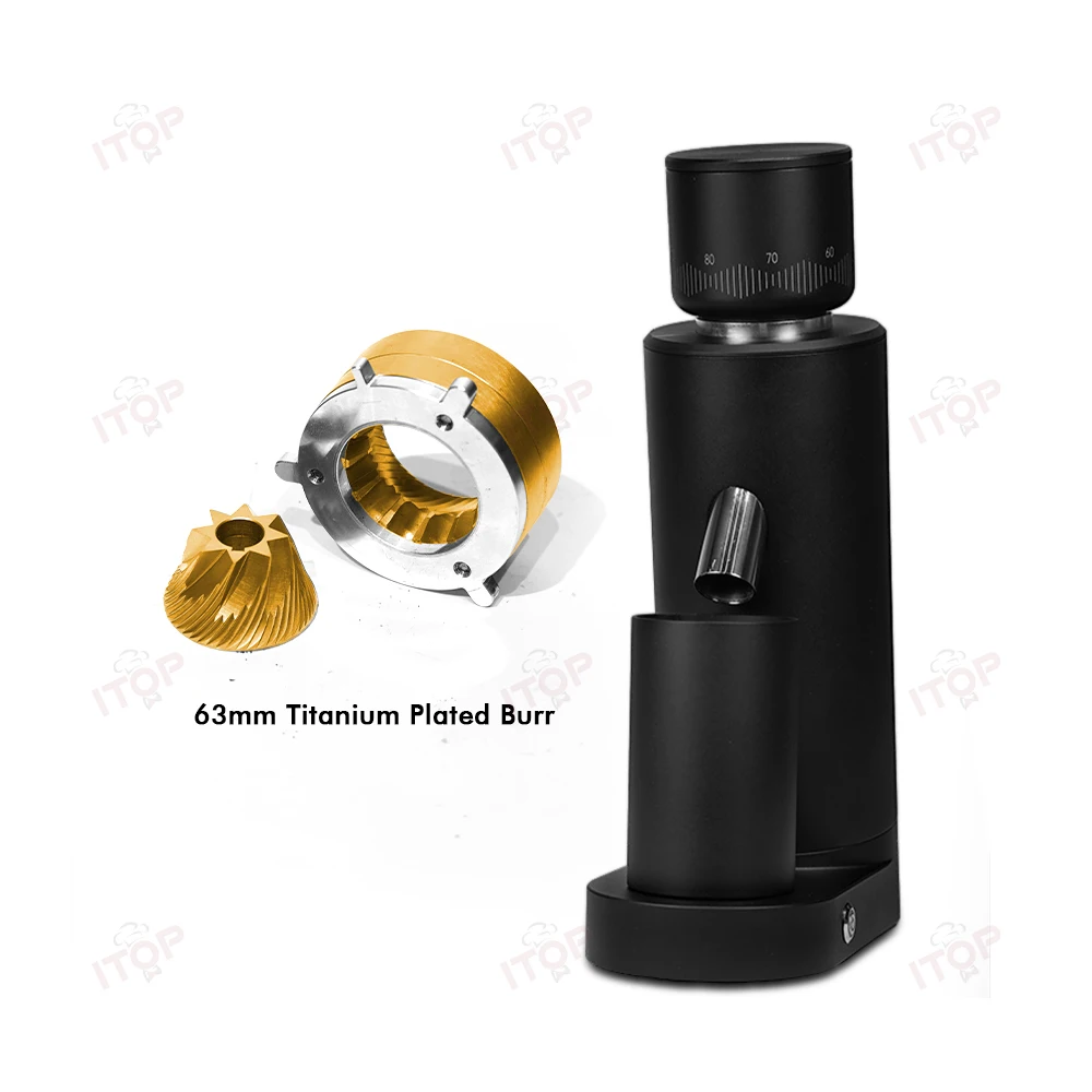 ITOP CG63 Coffee Grinder 63mm Conical Burr Stepless Fineness Adjustment 40g Bean Hopper Anti Static Flying Powder Design