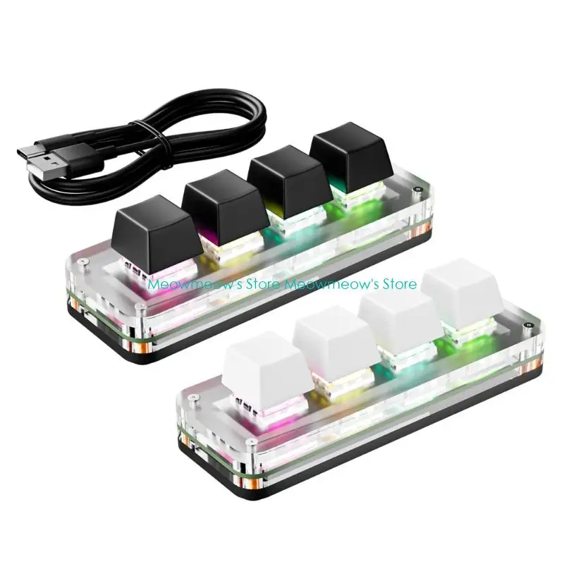 

W91A 4Key Programmable Macropad For Office Efficiency Customizable Shortcut Keyboards