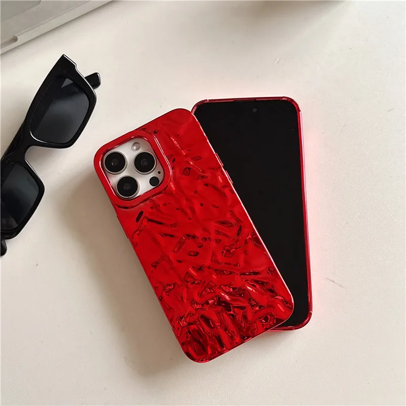 Luxury Fashion Lucky red tin foil electroplated Phone Case for iphone 16 15 14 13 11 12 Pro Max 16Pro 14ProMax Shockproof Cover