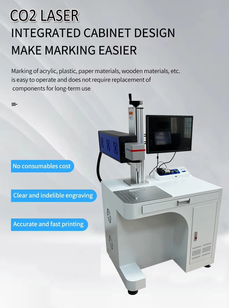 High quality CO2 carbon dioxide laser marking machine equipment for metal product and  Wood Textile Plastic Nonmetals automatica