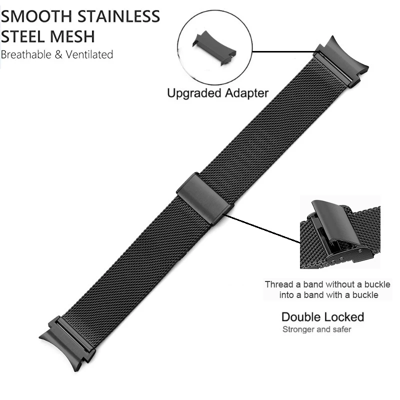 ไม่มีช่องว่าง Milanese สําหรับ Samsung Galaxy Watch 5 Pro 45 มม./4 คลาสสิก 42 มม.46 มม.ตาข่ายโลหะสําหรับ Galaxy Watch 5/4 40 มม./44 มม.