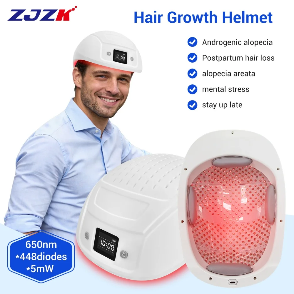 Advanced 448 Diodes Laser Hair Growth Helmet 650nm LLLT Red Light Therapy Device for Hair Loss Thinning Treatment Home Use