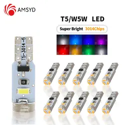 10Pcs T5 3014 5SMD Car Wedge LED Dashboard Bulb CANBUS Error Free License Plate Light Lamp Decoration DC 12V White Amber