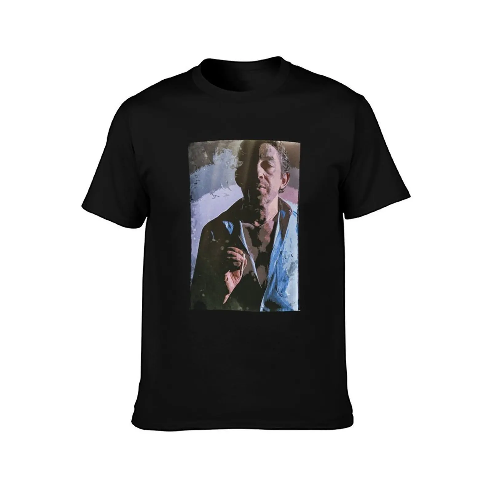 Serge Gainsbourg art portrait T-Shirt, Summer Casual Cotton Tee, Oversized Streetwear Tops, Vintage Graphic Print, 100% Cotton