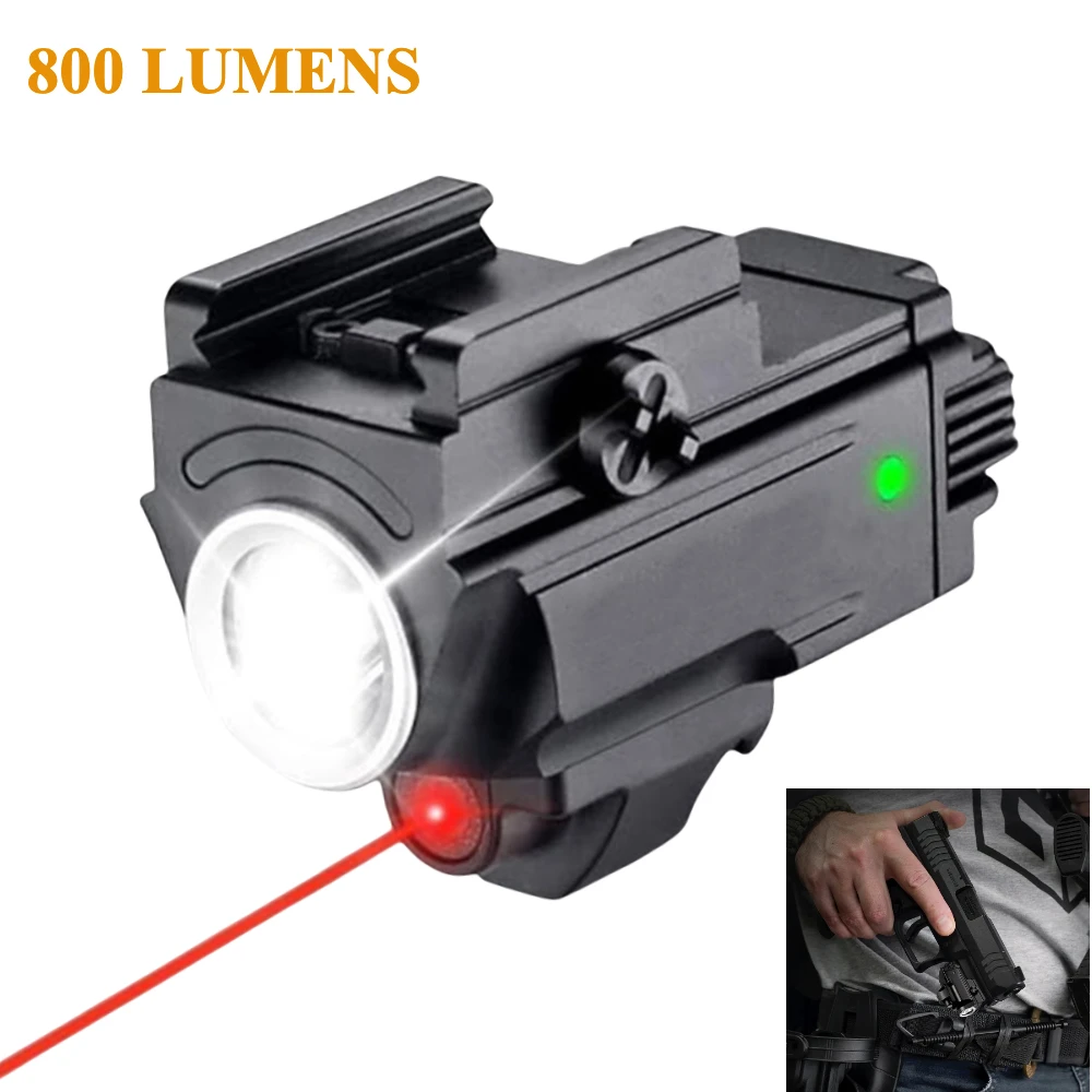【セール中】800 ルーメン戦術 LED 懐中電灯コンボグリーン/レッドドット武器ガンライト屋外狩猟フィット 20 ミリメートルレールおうし座グロック 17