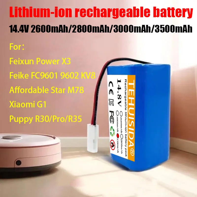 Batterie Li-ion 14.8V 2600-3500mAh 14.4V RS-RT900866 pour aspirateur Robot Rowenta Tefal Explorer série 20 40 60