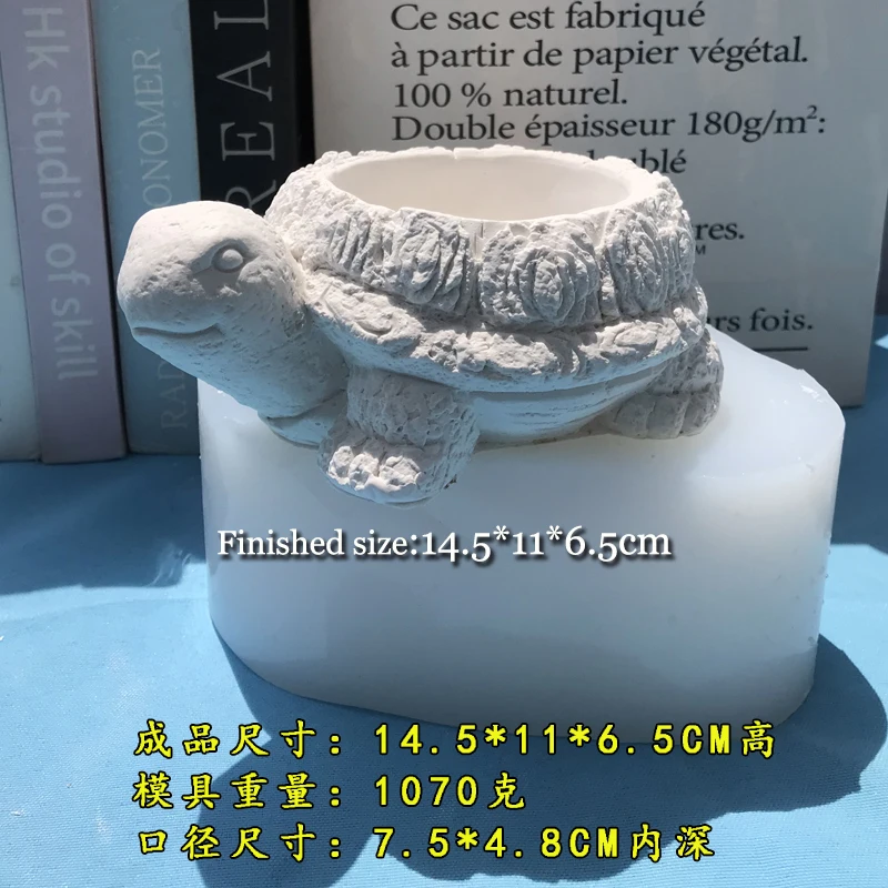 Turtle Silicone Mold for Cement Pots Novelties 2024 Mold for Gypsum Vase Home Decoration Animal Flower Pot Mold 3d Silicone Mold