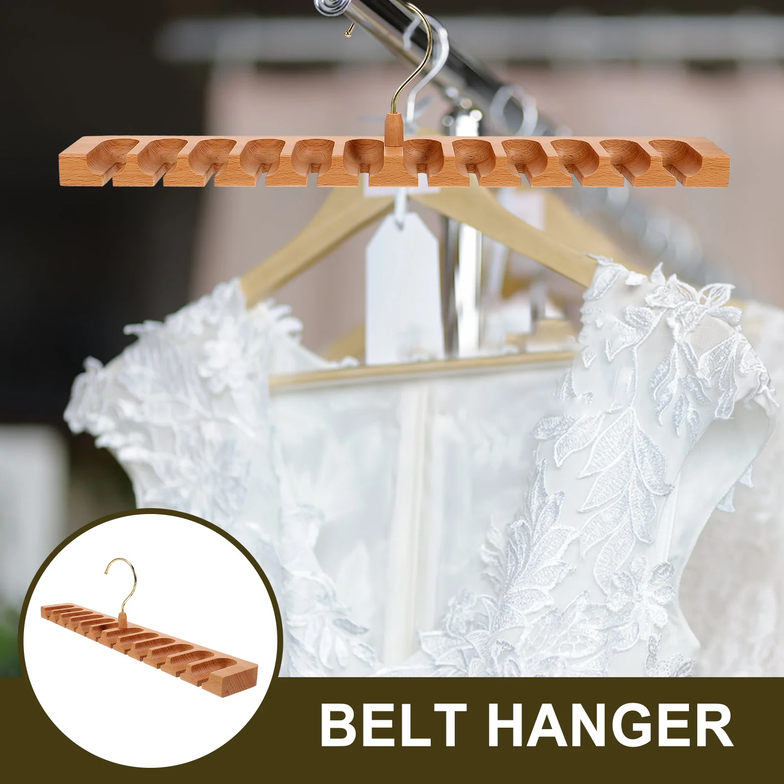 

Belt Hanger Rack for Closet Wooden Organizer with Anti Deform Design Portable Lightweight Belt Storage for Home Wardrobe