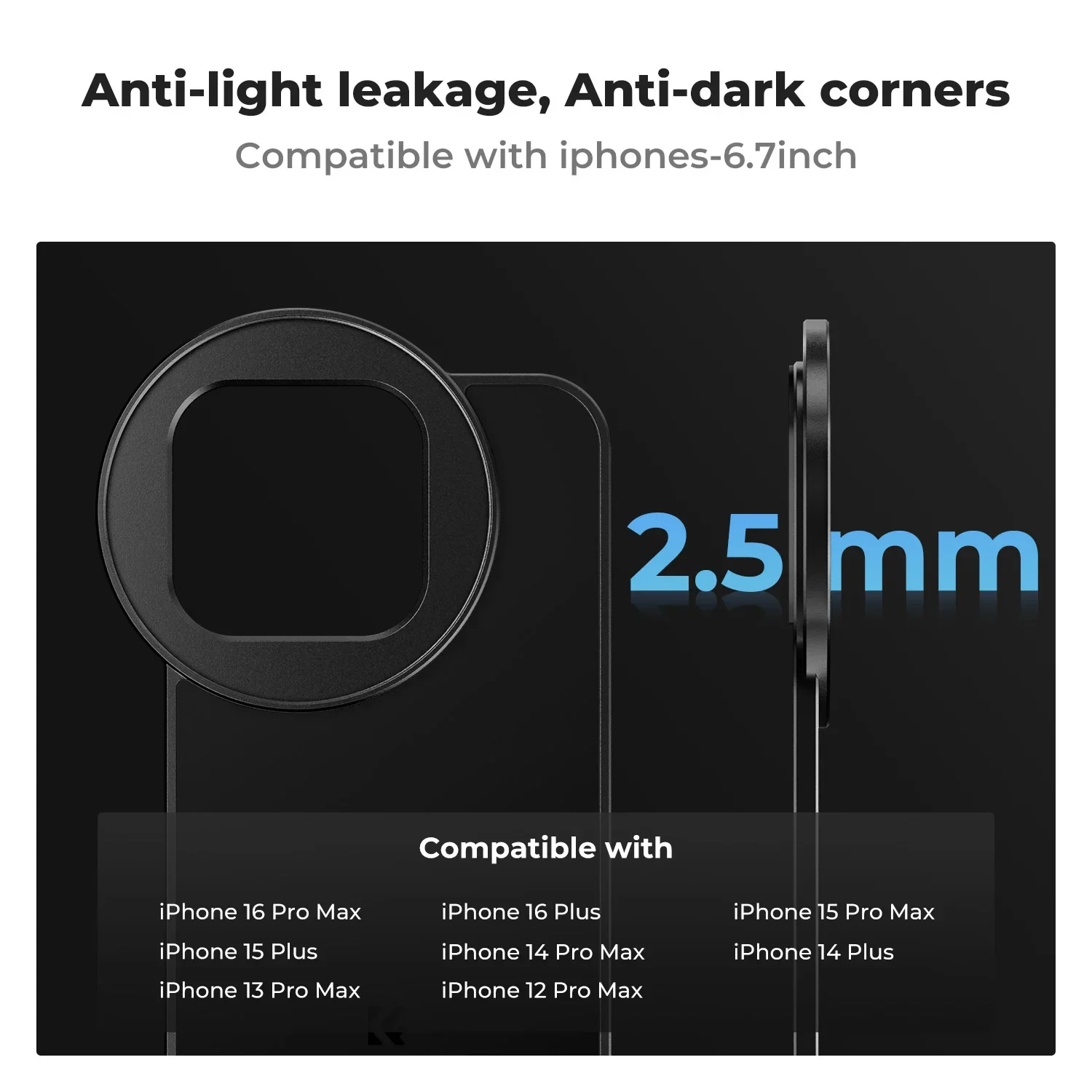 K&F CONCEPT 6.7" Magnetic Lens Filter Adapter 67mm CPL Polarizer Filter or Variable ND2-32 Filter for iPhone 16 15 Pro Max PLUS