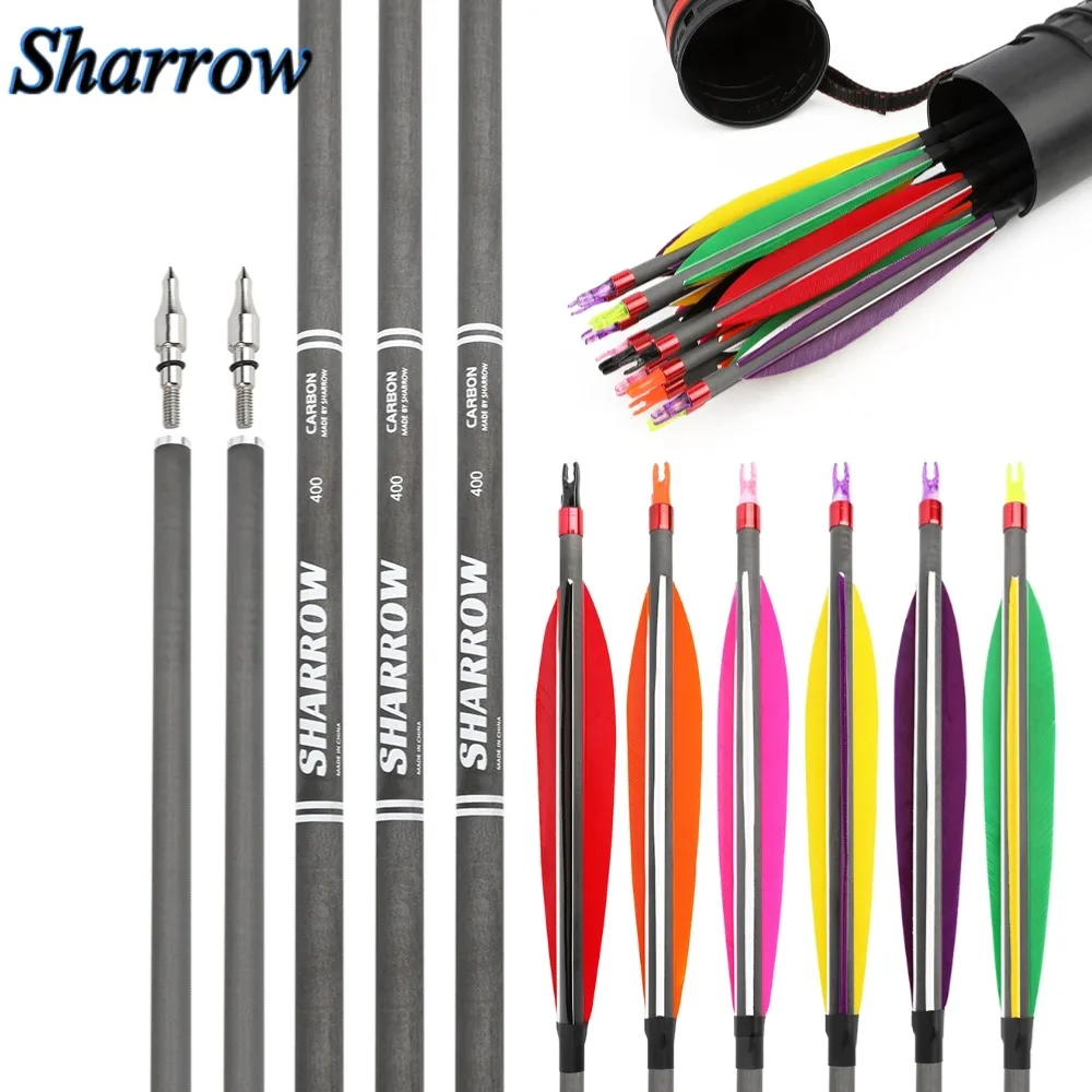 

6/12pcs Archery 31.5inch Arrows Mixed Carbon Spine400 ID6.2mm Arrow Shaft for Outdoor Bow Hunting Shooting Training Accessories