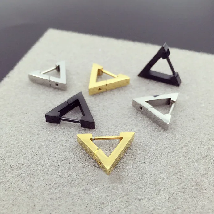 

Hengke Fashion New Hoop Earring Heart Triangle Stainless Steel Ear Stud Men Women Body Piercing Jewelry