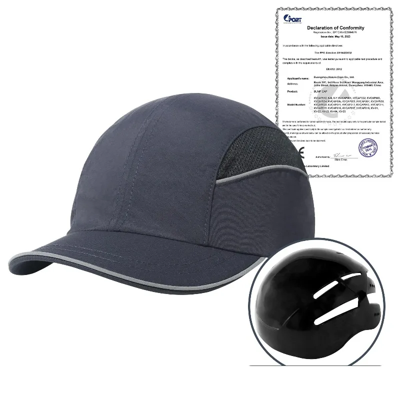 قبعة أمان بيسبول معتمدة من EN812 - حماية من الصدمات FR/ESD خفيفة الوزن للكهربائيين والعمال الصناعيين في مكان العمل