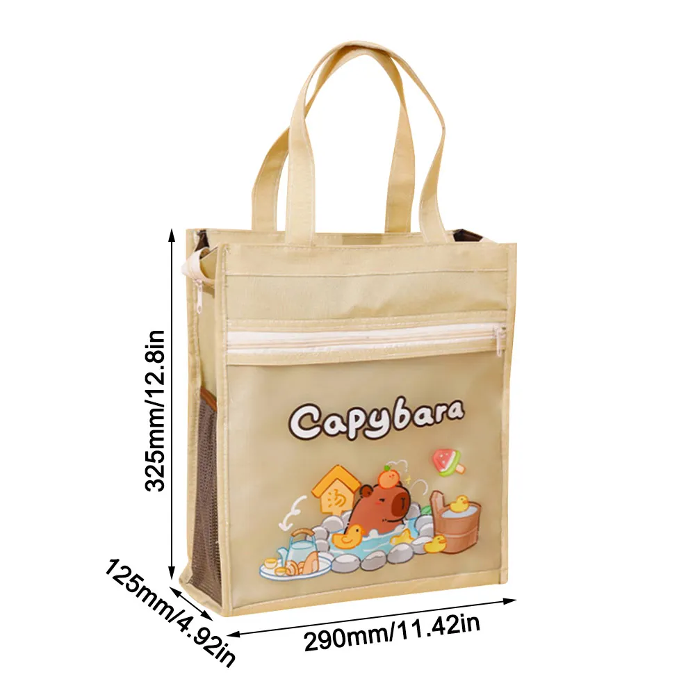 Oxford Cloth Capybara Students Tutorial Bag with Zipper School Office Supplies File Bag Large-capacity Tote School Packet