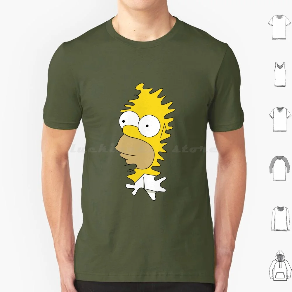 Homer Disappears T Shirt Cotton Men Women DIY Print Homer Cartoon Disappear Plant Hide Funny Yellow Omg Fear Help Comic Dho