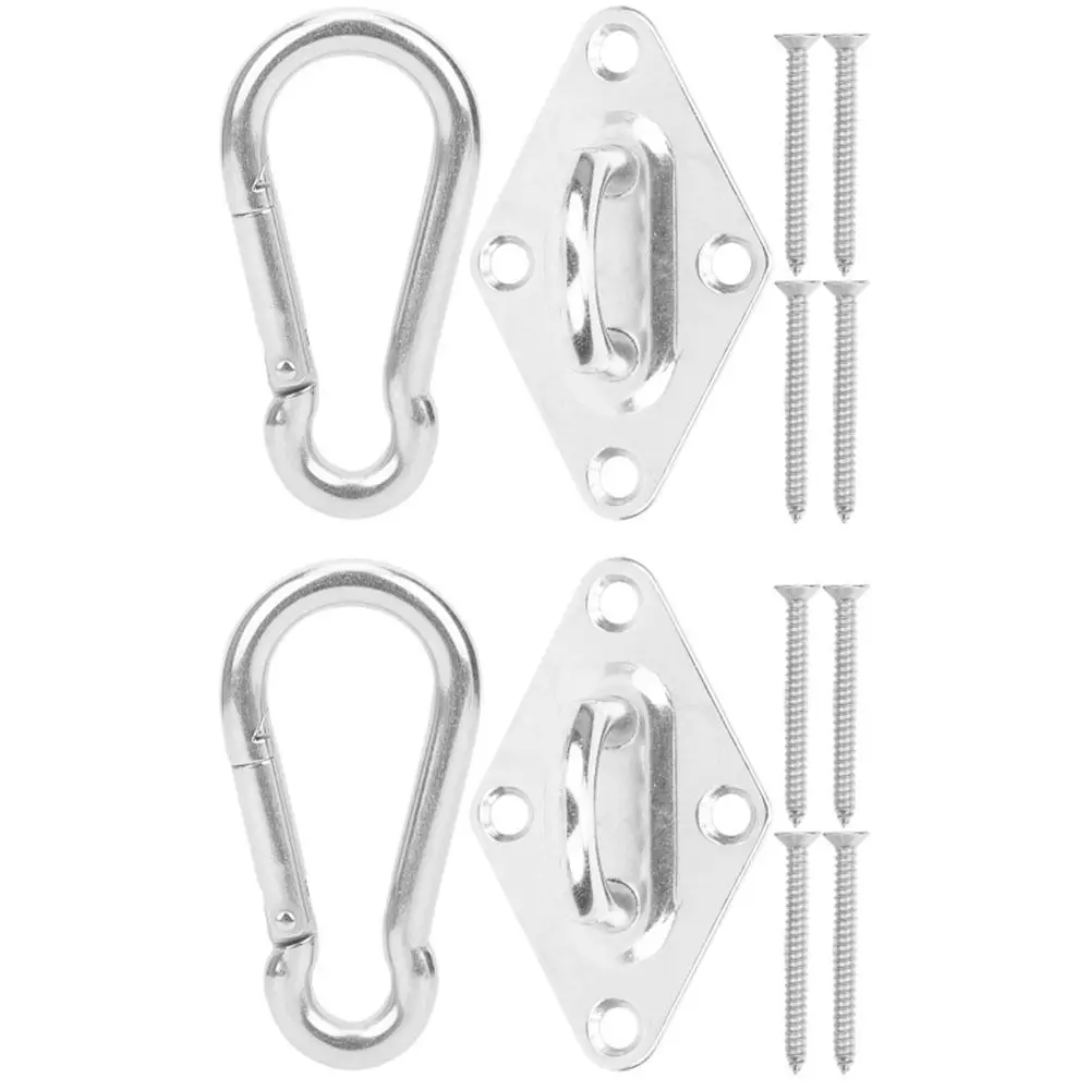 2 Set M8 Stainless Steel Hammock Hook Rhombic Base Plate Stainless Steel Suspension Ceiling Hook Silver