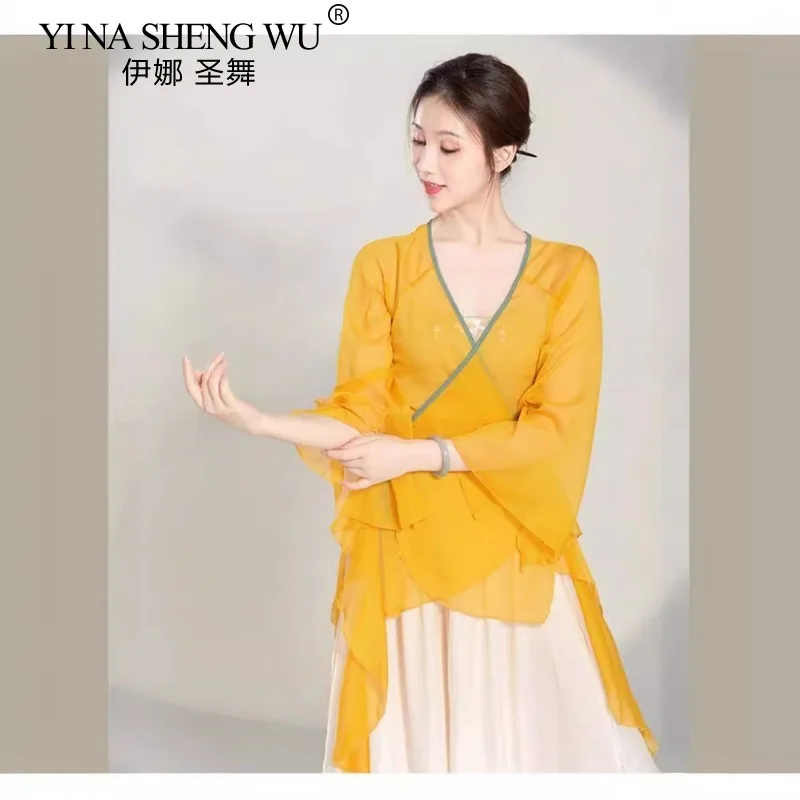 Costume da danza classica da donna Copricostume da fata velato e fluido Abito da performance tradizionale cinese Abbigliamento da allenamento moderno Ragazza per adulti