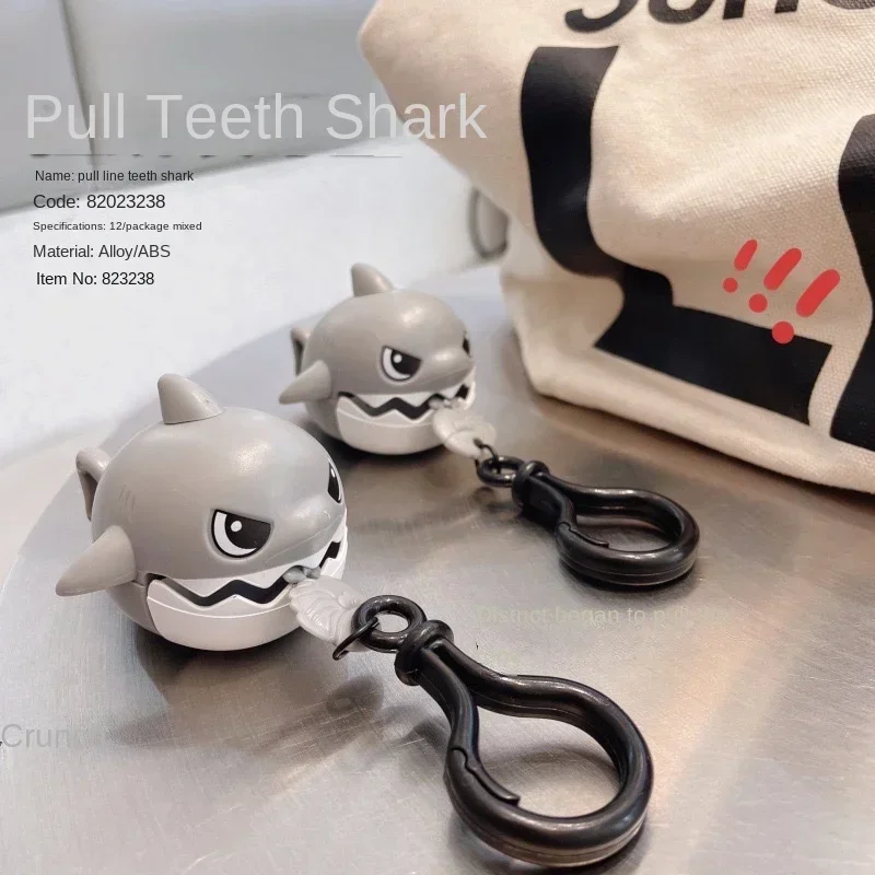 Pull Line Shark Keychain Pendant Simulation Gnashing Nibbling Shark ABS Toy Bag Cell Phone Pendants Fun Cartoon Anti-stress Toys