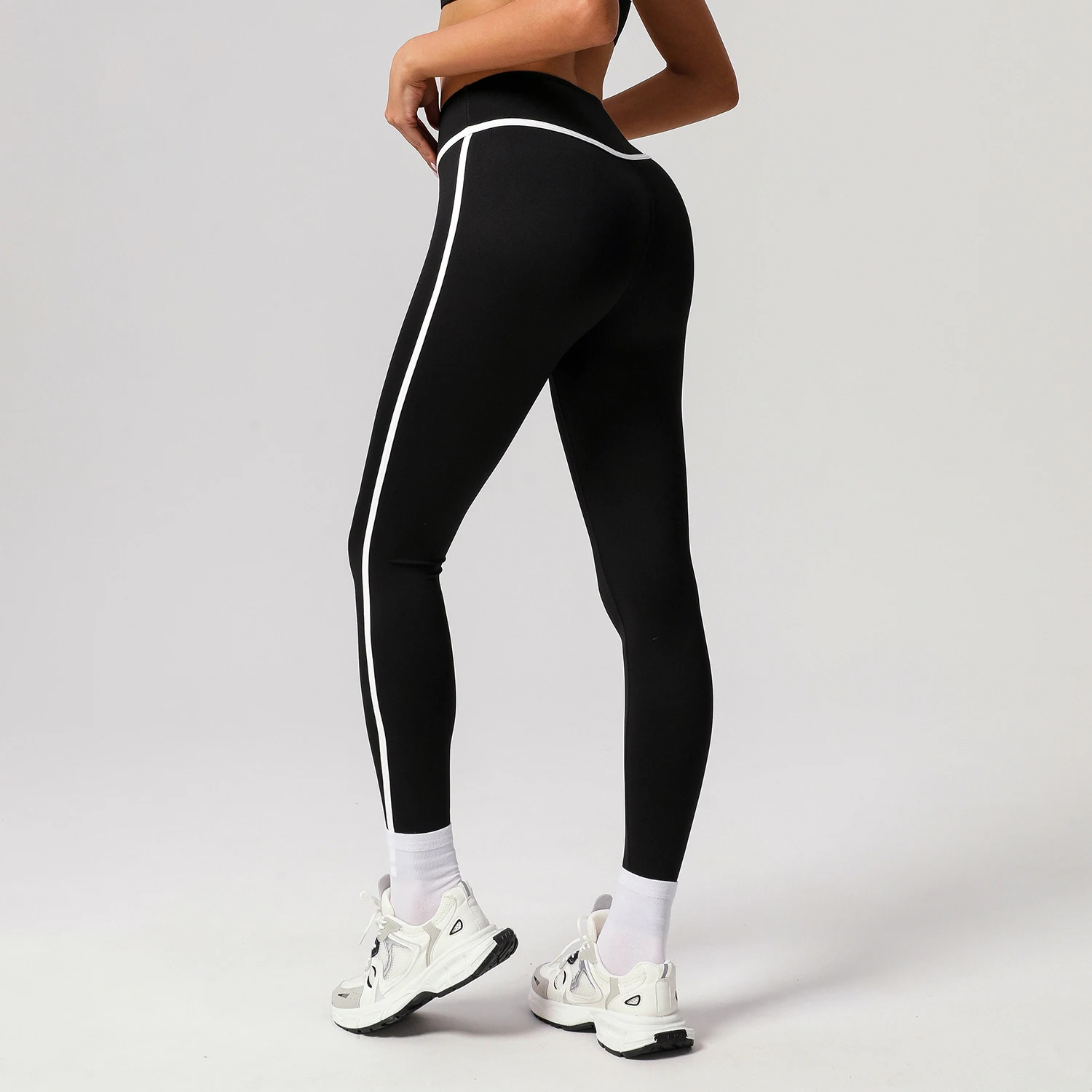 Cloud Feeling Color Collision Yogahose mit hoher Taille, schnell trocknend, Laufen, Fitness, Neun-Minuten-Hose, Skinny Lift Hip Sport-Leggings