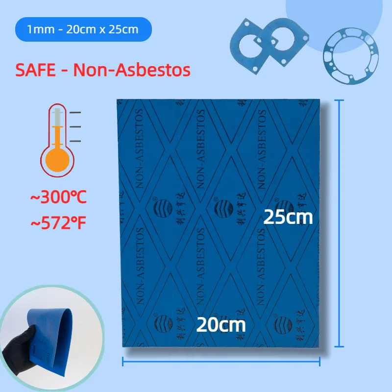 Lámina de Papel para Juntas sin Asbesto, 1 mm, 20x25 cm, Resistente al Calor, al Aceite y a Desgarros, para Juntas de Motor, Motocicleta, Cortacésped