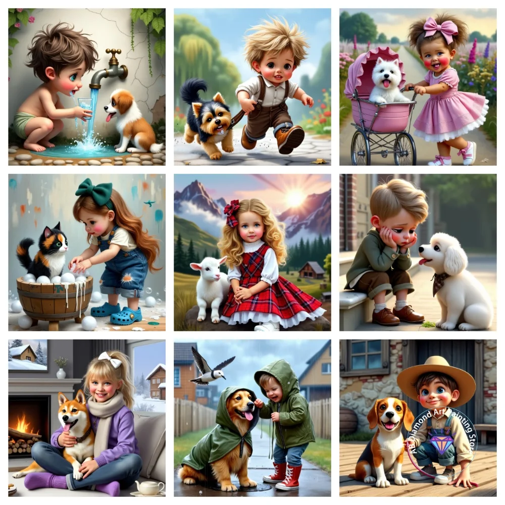 

Warm Indoor Dog Companion AB Diamond Painting Kit Square Round Diamond 5D DIY Mosaic Handmade Art Adult Gift Home Decoration