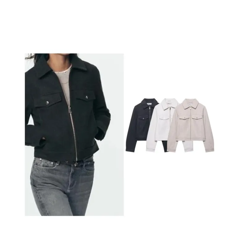 

NERHEFZ женская куртка на молнии, новая зимняя верхняя одежда с длинными рукавами и карманами, пальто, короткая уличная элегантная женская куртка