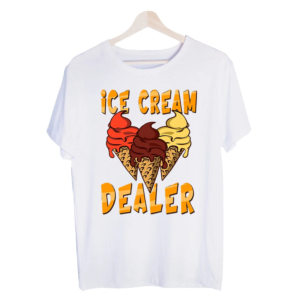 Men's Ice Cream Cone Graphic Tee, Short Sleeve Crew Neck T-Shirt for Summer Casual Wear and Dessert Lover Outfits