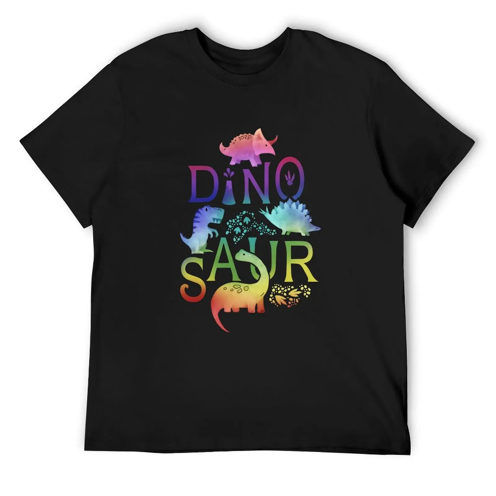 

Watercolor dinosaur rainbow T-Shirt cheap stuff shirts graphic animal prinfor boys summer tops Men's t-shirt