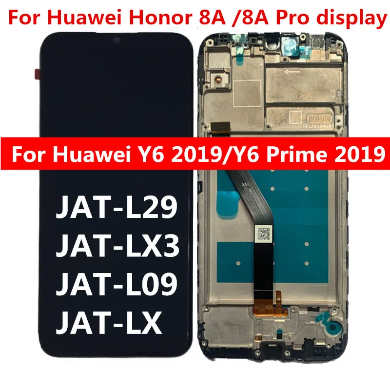 For Huawei Y6 Pro 2019 Display With Frame Y6 2019 Y6 Prime 2019 LCD JAT-L09 L29 For Honor 8A LCD Touch Screen