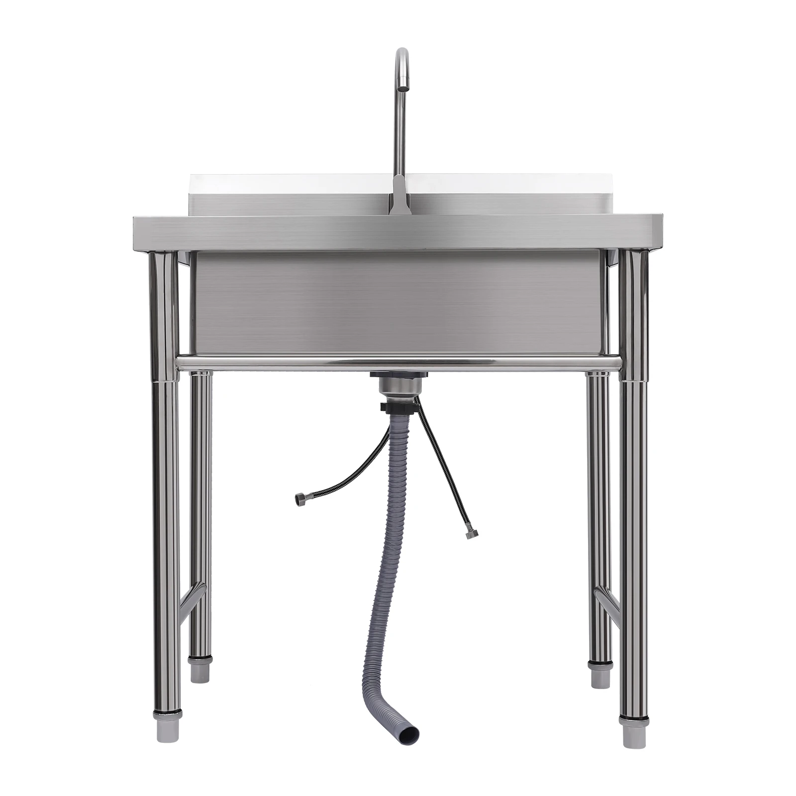 Kitchen Sink Stainless Steel Commercial 1 Compartment Utility Sink With Faucet