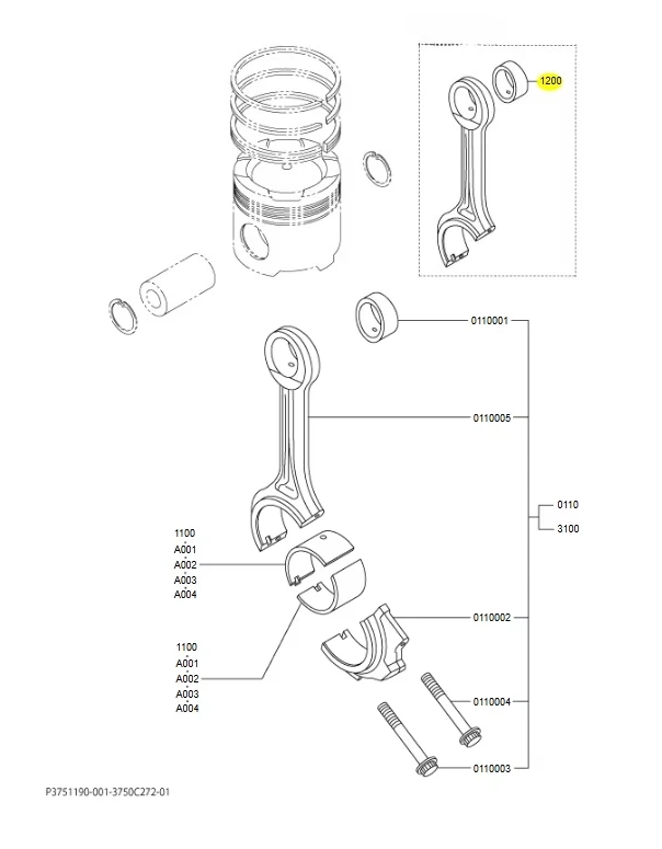 High Quality Marine Engine Parts S6R PISTON 37517-20100 RING SET 37517-10010 S6R2 PISTON 37517-25100 CONNECTING ROD ASSY 37519