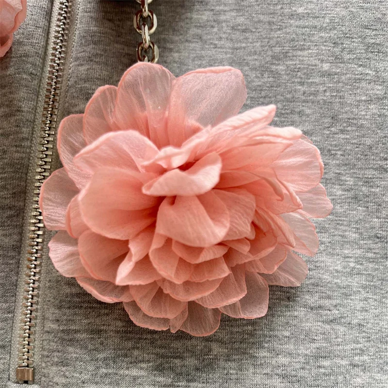 ارتداءها المرأة الجديدة ثلاثية الأبعاد الأزهار الديكور مقنعين بأكمام طويلة لخريف 2025 مزيج القطن المرأة بذلة هوديي بلوزات #5