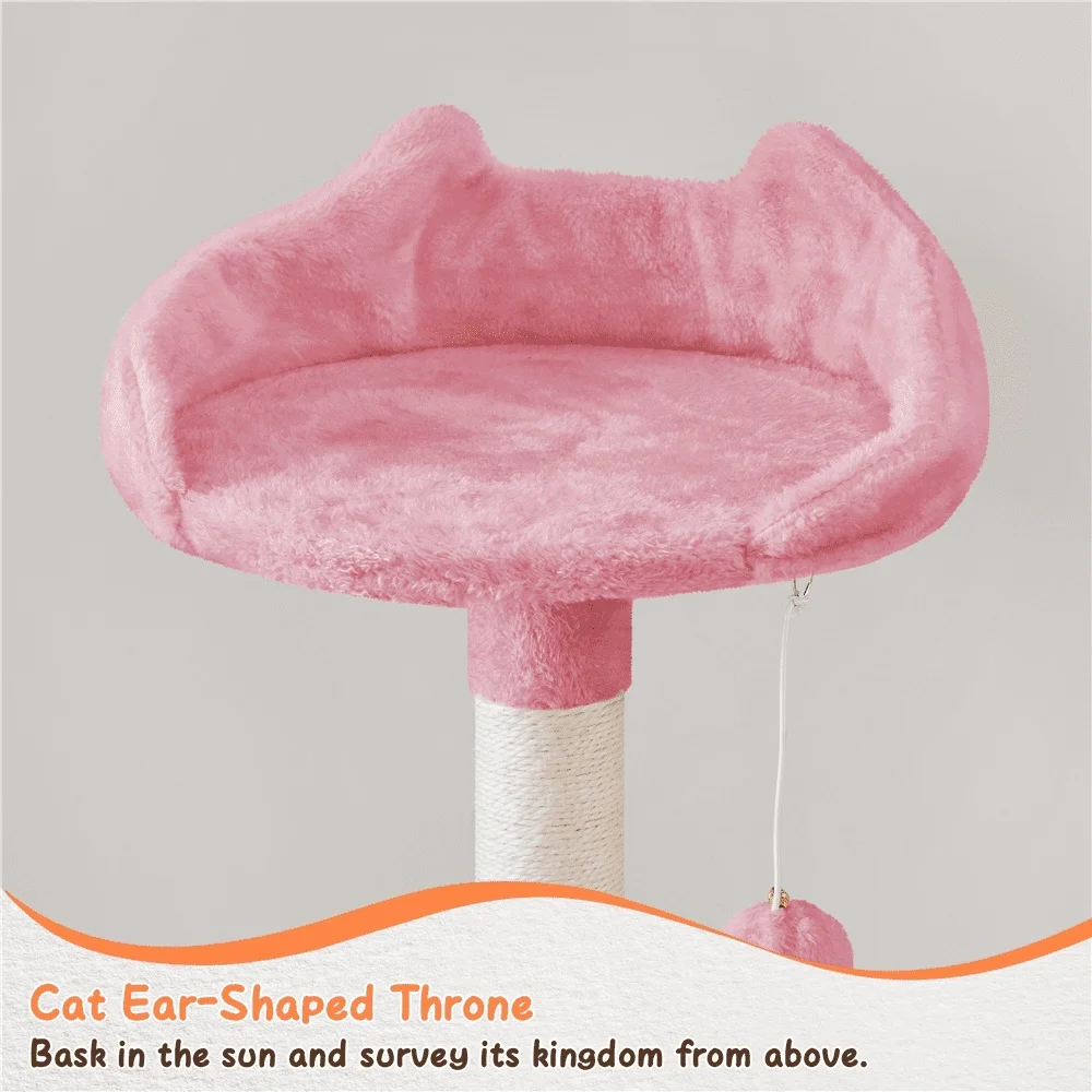 Condo per albero per gatti multilivello con cesto per amaca Tiragraffi per gatti di piccola taglia media da 63,5 pollici in legno di sisal peluche