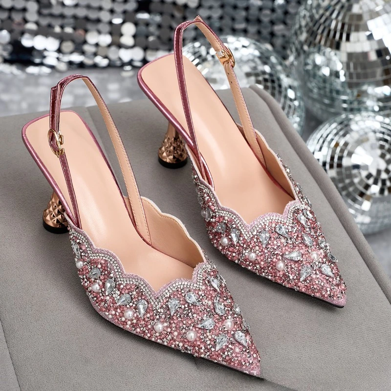 

Luxury Women Wedding Shoes Exquisite Rhinestones High Heeled Sandals for Woman Nobility Casual Shoe Designer Shoes Zapatos Mujer