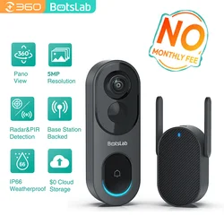 Botslab No Monthly Fee 5MP Video Doorbell Cam Wifi Wireless TwoWay Intercom180°Wide-Angle Night VisionSmart Home Security Cam