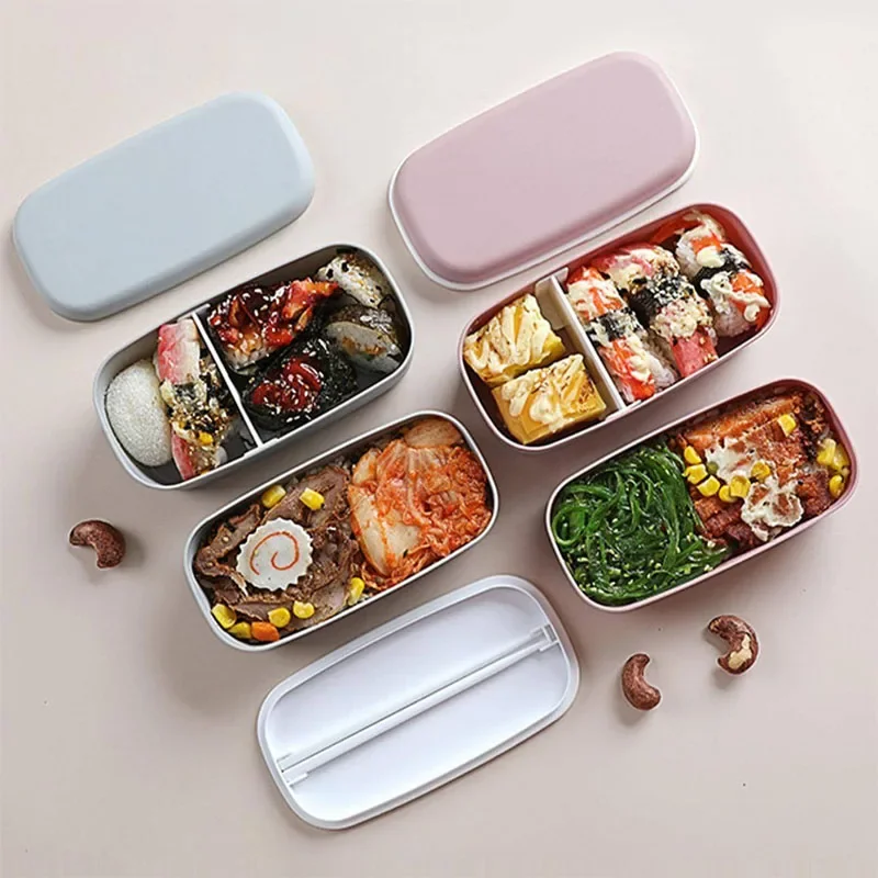 Multi Functional Kitchen Double-Layer Partition Bento Box, Household Kitchen Food Lunch Box, Can Be Placed In Microwave Oven - view 3