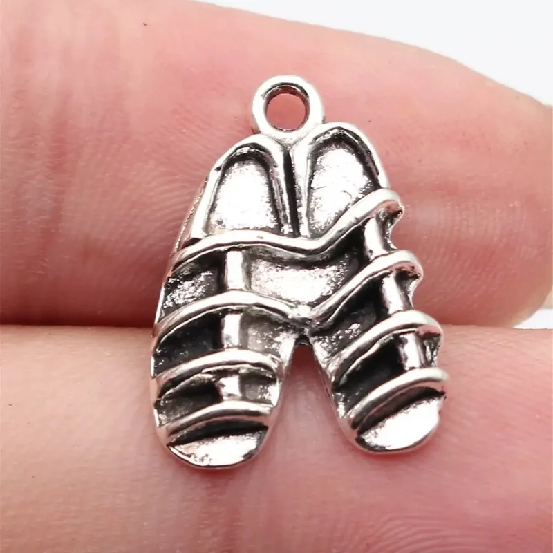 170 Stück antiksilberfarbene Schuhanhänger, 20 x 15 mm, DIY-Armbänder, Ohrringe, Schmuckherstellung # 2957 – Detail 1