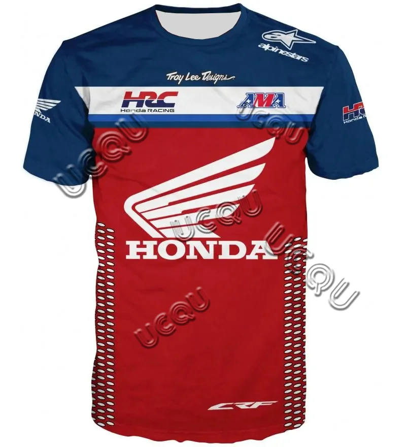 Men Off-Road Motorcycle Racing Enthusiasts Short Sleeved T-Shirt HONDA Round Neck Casual Sportswear Street Loose Riding Clothes