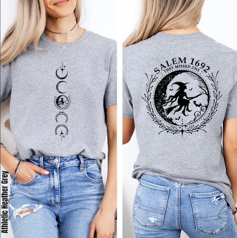 Salem Witch 1692 They Missed One T-shirt [Front and back printing] Cotton aesthetics  street style tumblr Fashion unisex tee TOP