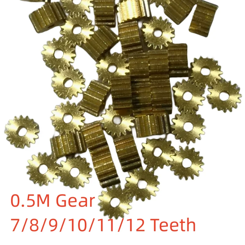 10PCS/LOT 0.5M Gear 7/8/9/10/11/12 Tooth Small Modulus Gear 0.5m Copper Gear Thickness 5mm