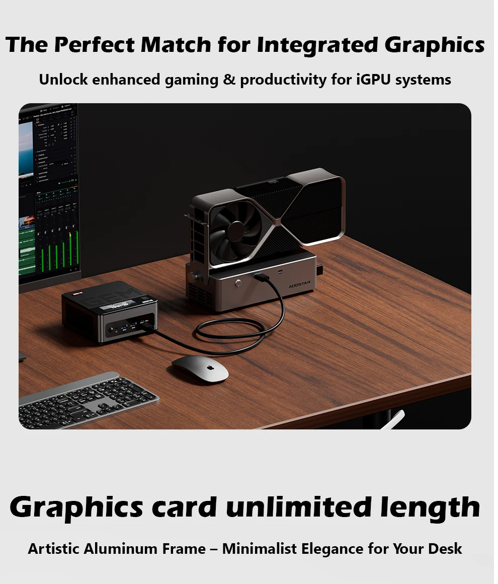 AG01 AG02 EGPU Dock with OCulink/USB4 Port, Built-in 800W Power Supply, Supports TGX Hot-swap, PCIe 4.0 X4