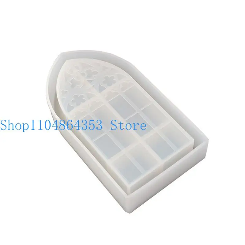 

652F Creative Crystal Epoxy Resin Mold Church Window Storage Box Cabinet Mirror Silicone Mold for DIY Crafts Dec