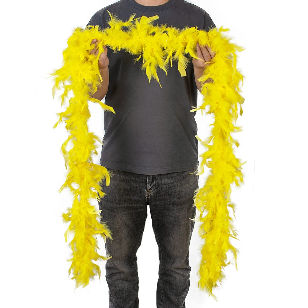 Gelbe 40g 60g 90g 2M farbige Truthahn-Marabu-Federboa für Party, Cosplay, DIY-Kostüm, Kopfschmuck, Weihnachtsbaumdekoration