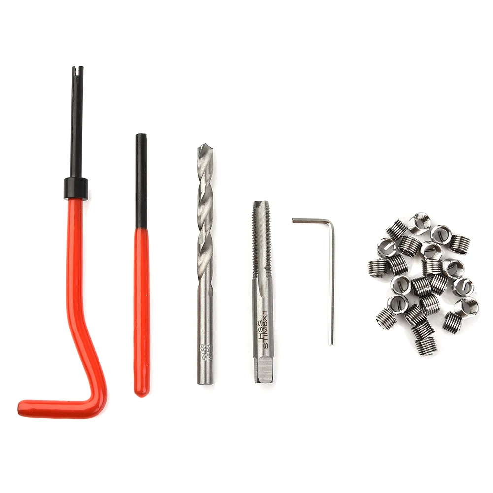 30 Pcs Kit M6 Thread Repairing Spanner Wrench Inserts Hand Tool Accessories Set HSS Drill Bits Helicoil For Car Repair Tool