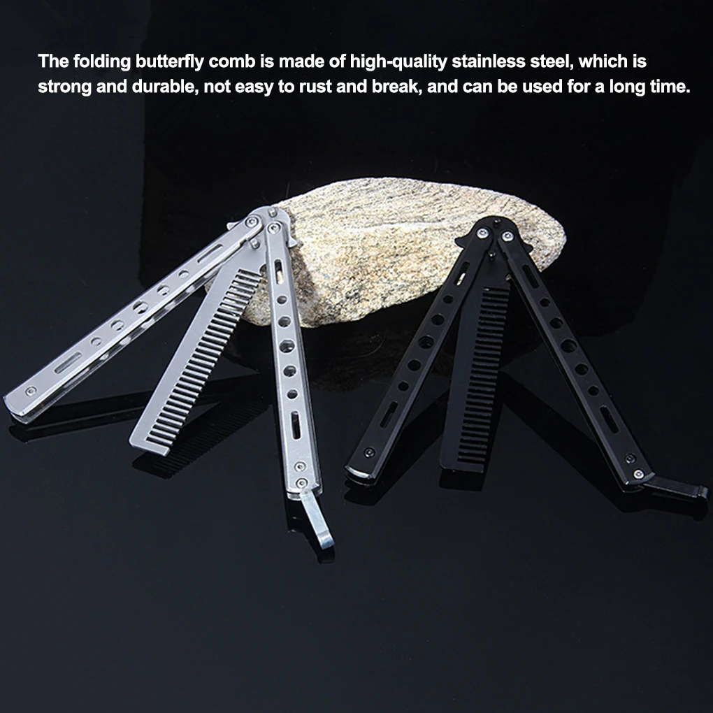 Hot Portable Practice Butterfly Knife Foldable Butterfly Knife Hair Comb Beauty Barber Tool Training Knives Outdoor Trainer Game