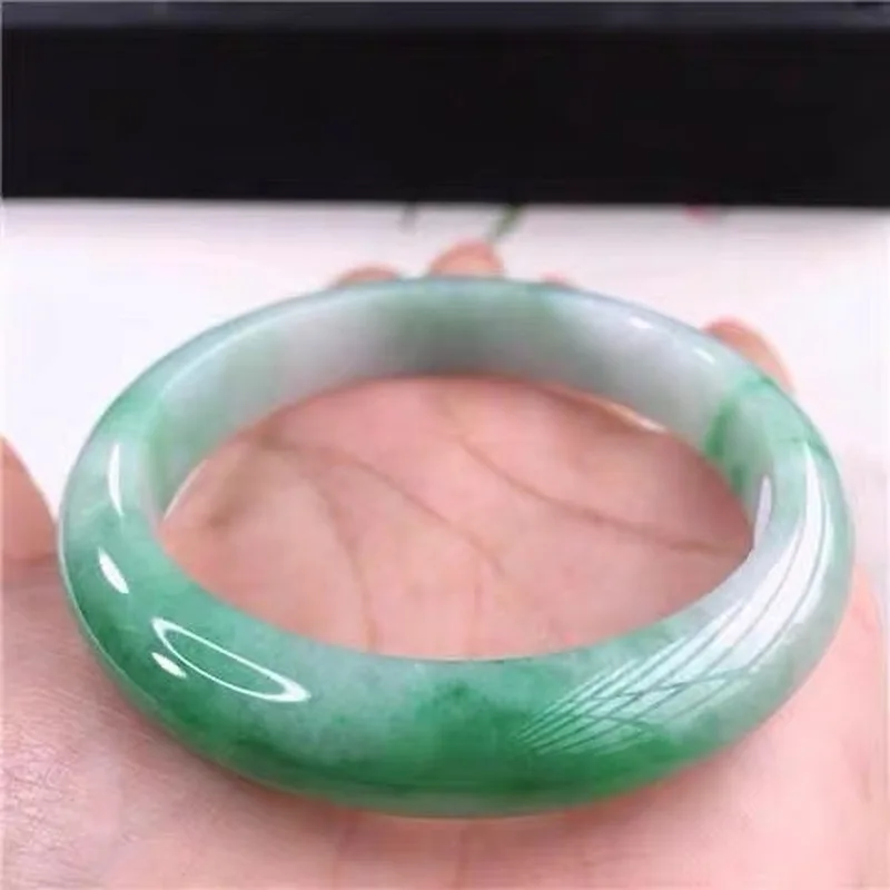 Myanmar with floral patterns, bright green jadeite bracelet women, a gift for elders and a birthday present