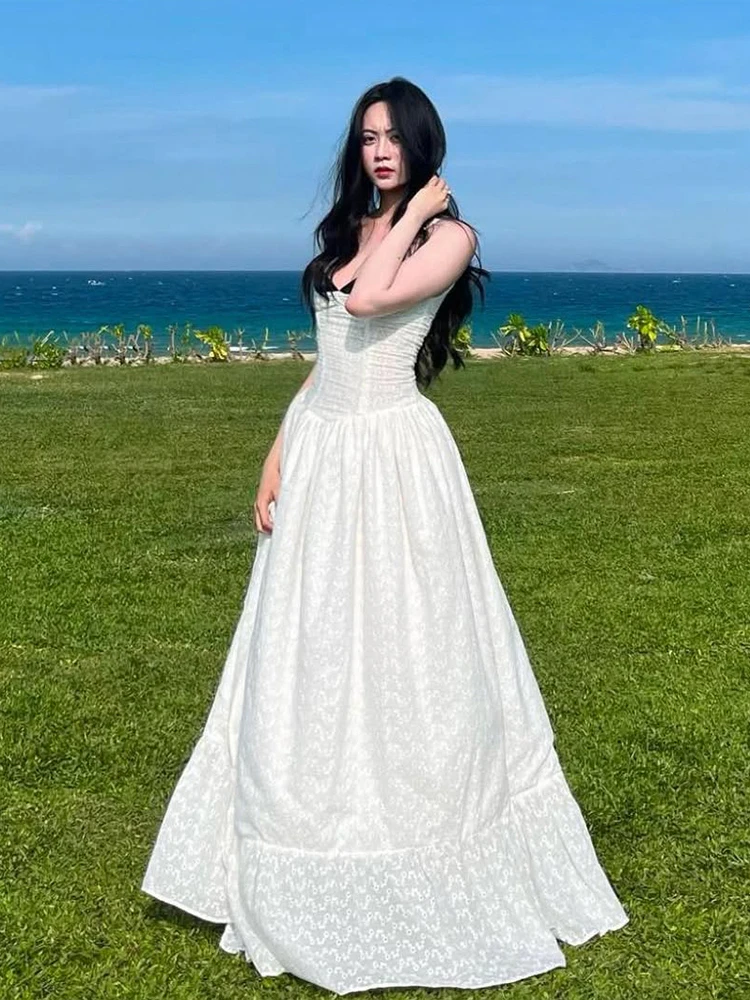 Vestido largo elegante con fruncido Macheda para mujer, vestido de noche de fiesta de graduación con diseño de Jacquard
