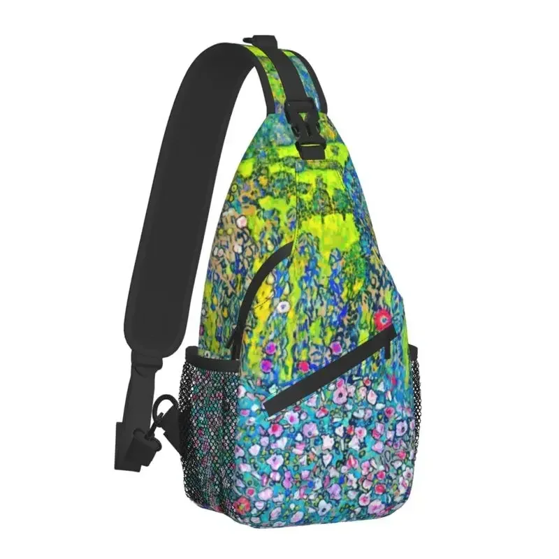 Horticultural Landscape With Hilltop By Gustav Klimt Sling Chest Bag Crossbody Shoulder Backpack for Cycling Camping Daypack