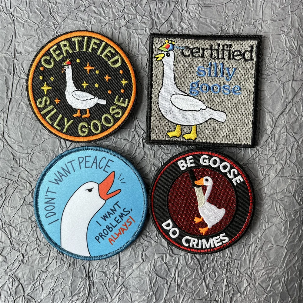 Silly Goose Printing Patch for Clothes Embroiderd Funny Badges Hook&Loop Patches Backpack Tactical Military Accessories Stickers