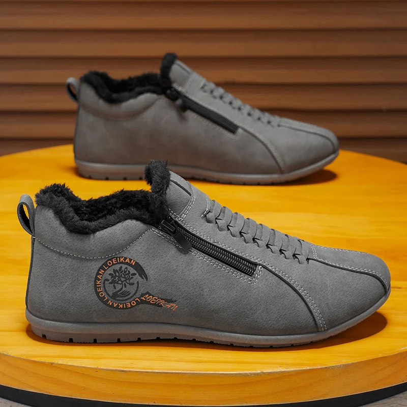 

Men's fashion youth comfort winter plus size high top casual shoes indoor slip-resistant wear-resistant thicken cotton shoes