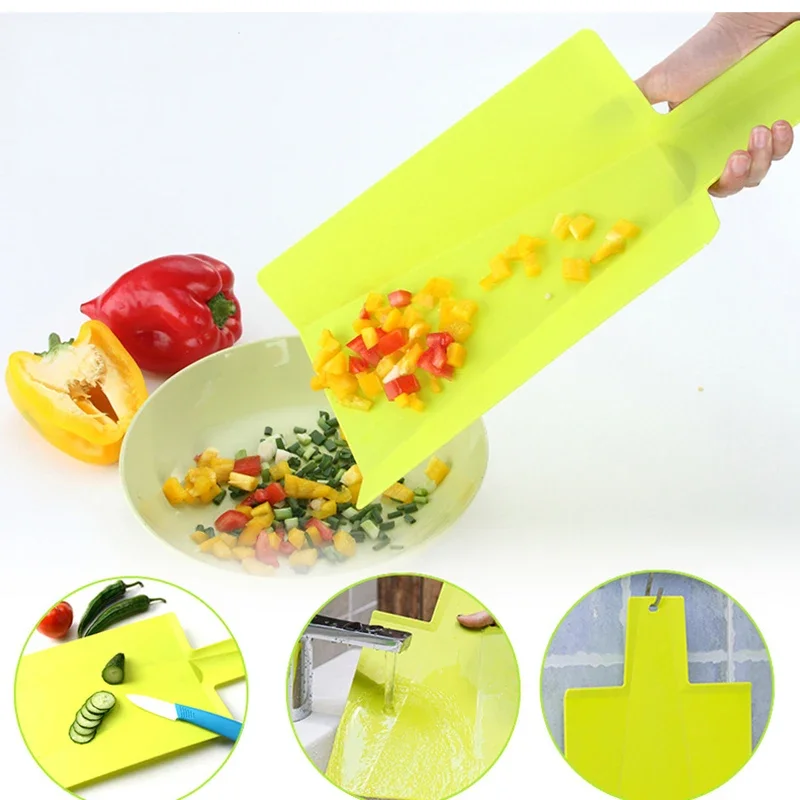 Creative Folding Chopping Board Multi-Functional PP Plastic Cutting Block Mold-Proof Shovel-Shaped Food Grade Kitchen Utensils